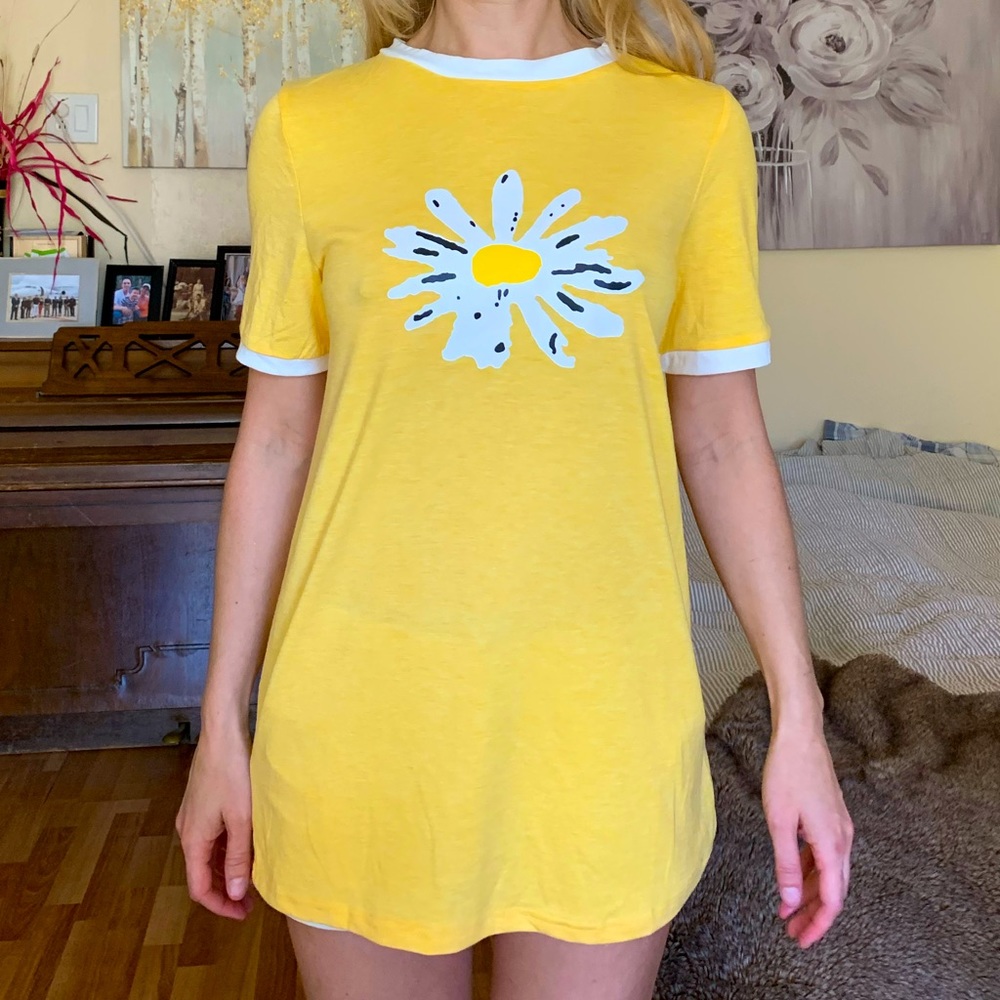 Yellow Flower Super Soft long Tshirt Size S